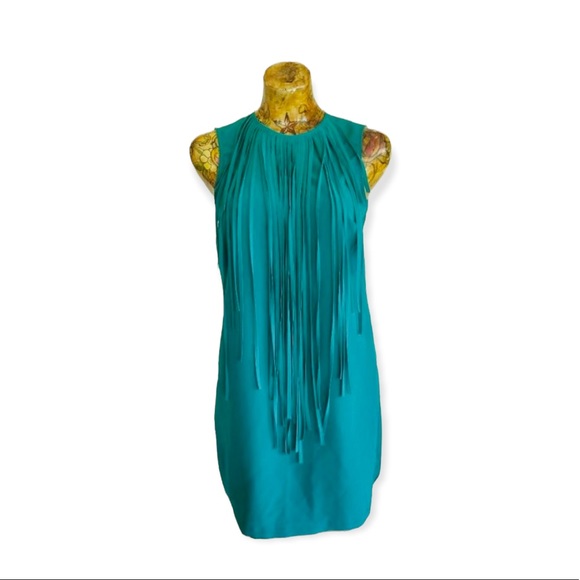 Zara Dresses & Skirts - Zara Basic fringe dress sleeveless green Small